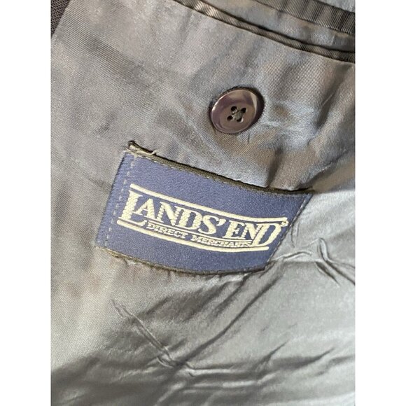 Lands' End Navy Blue Blazer Men's 52 Single Breasted 2 Button Nautical Brass But - Picture 6 of 7
